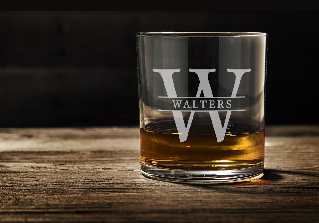 Split Monogram Whiskey Glass