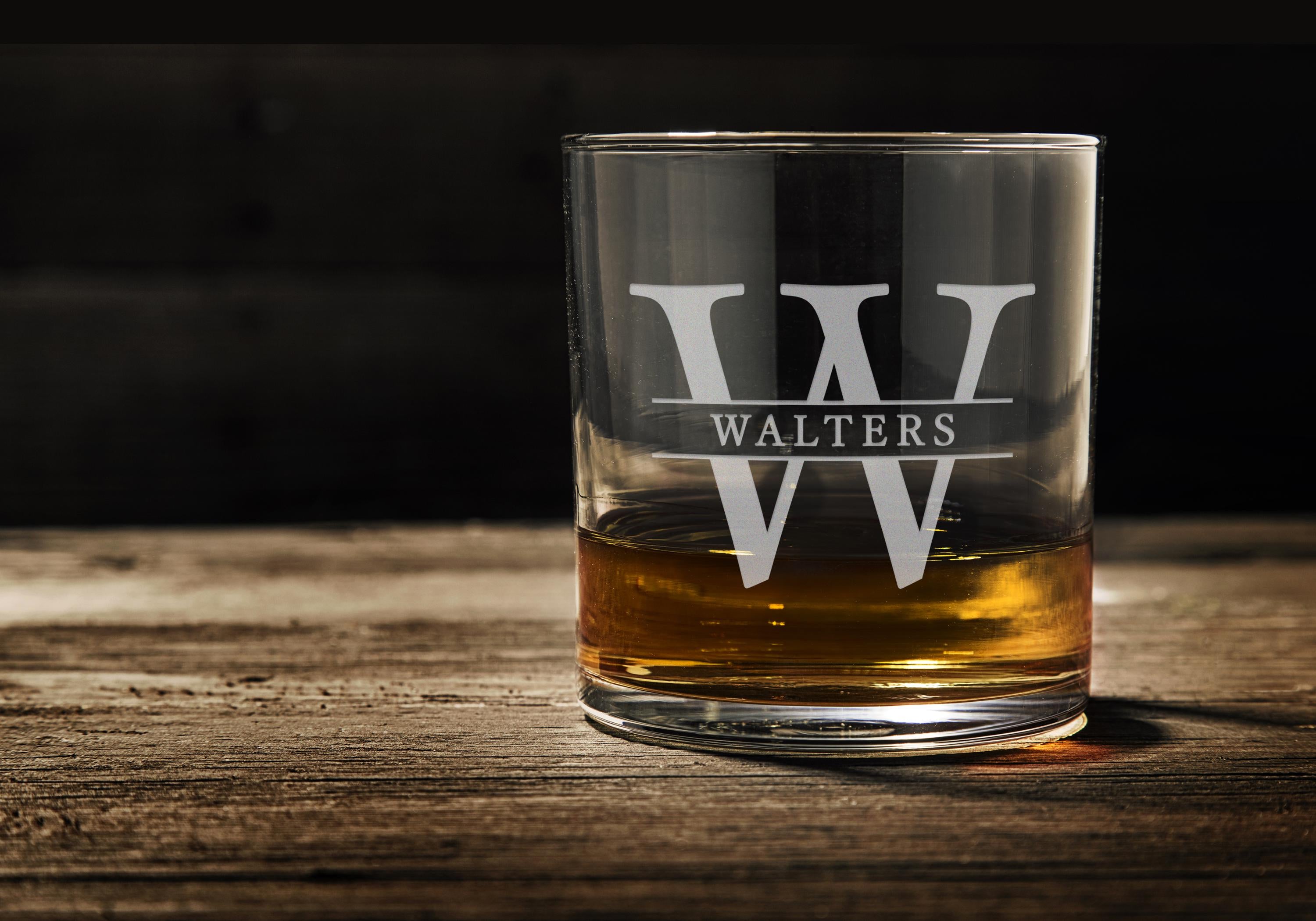 Split Monogram Whiskey Glass