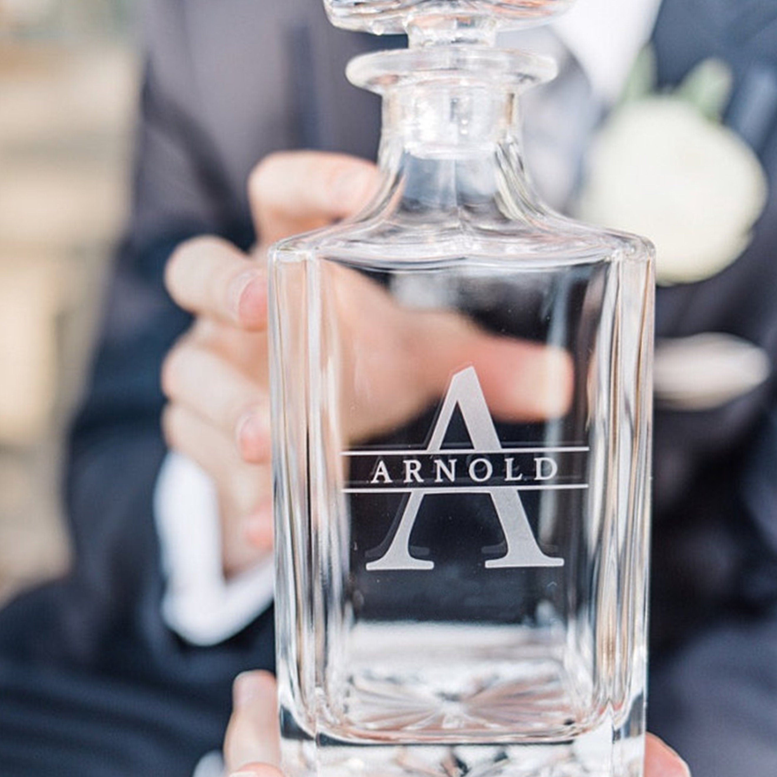 Split Letter Monogram Whiskey Decanter Set