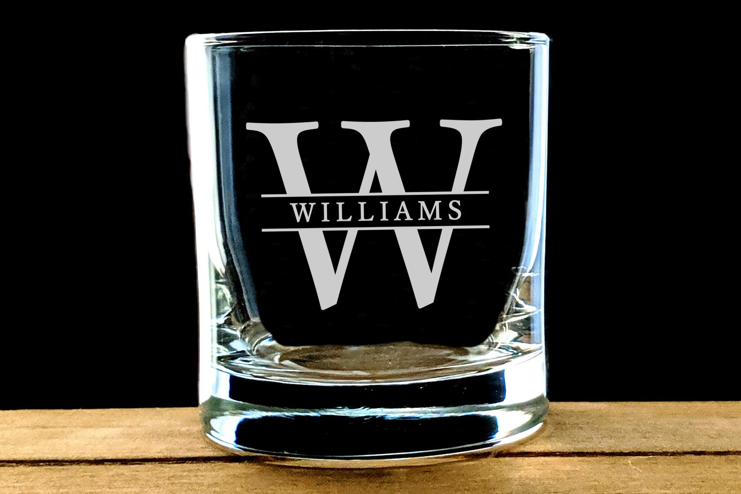 Split Letter Monogram Whiskey Decanter Set