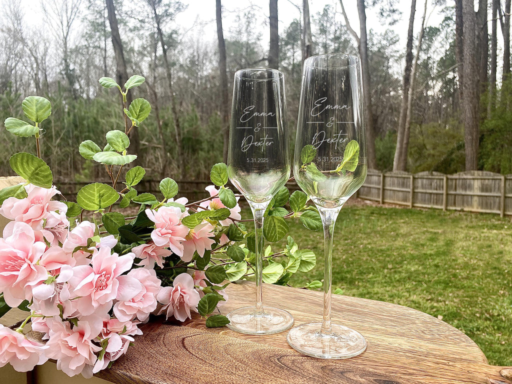 Personalized Champagne Toasting Glass Pair