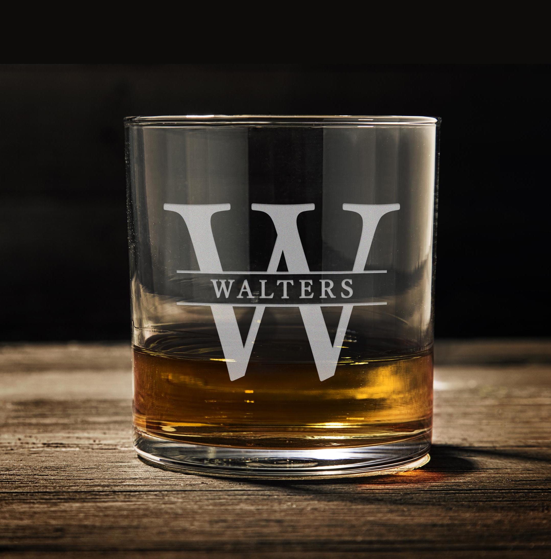 Split Monogram Whiskey Glass