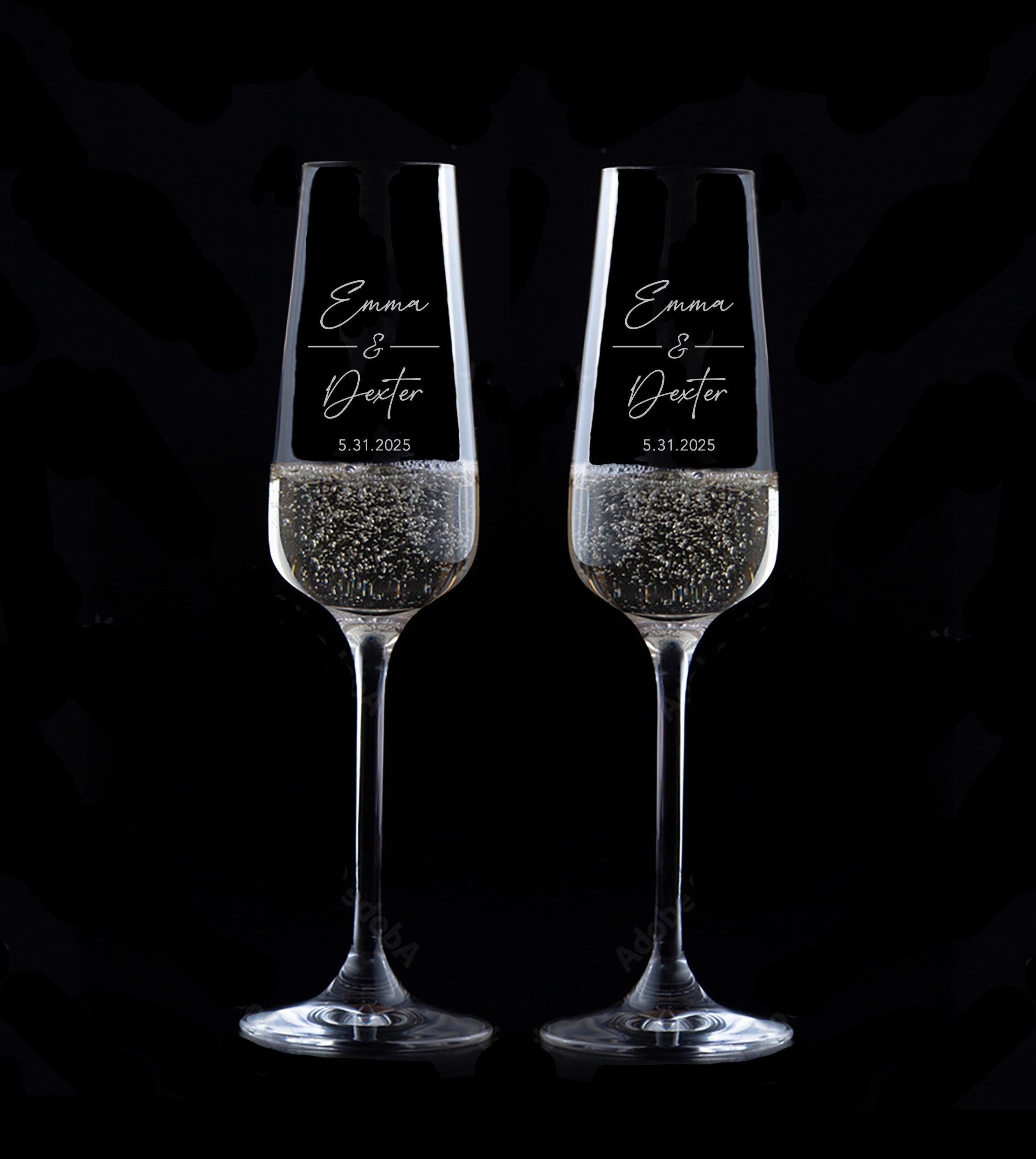 Personalized Champagne Toasting Glass Pair