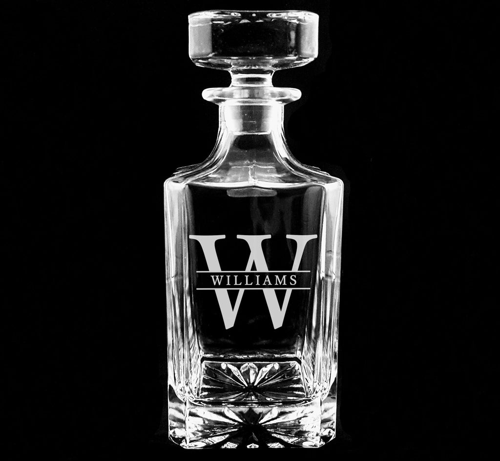 Split Letter Monogram Whiskey Decanter Set