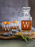 Split Letter Monogram Whiskey Decanter Set