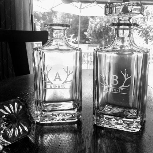Personalized Antlers Whiskey Decanter