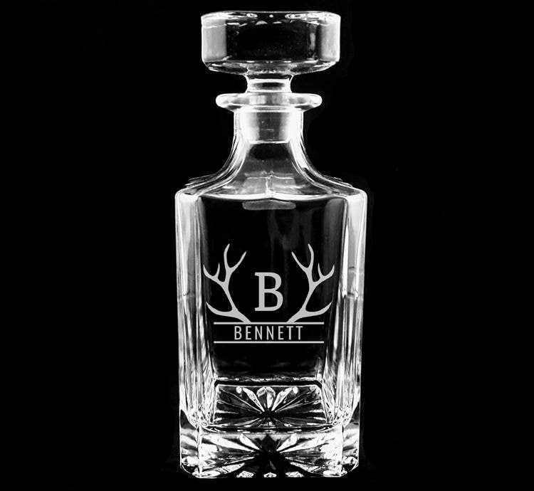 Personalized Antlers Whiskey Decanter