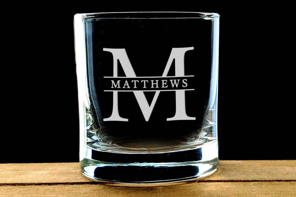 Split Monogram Whiskey Glass