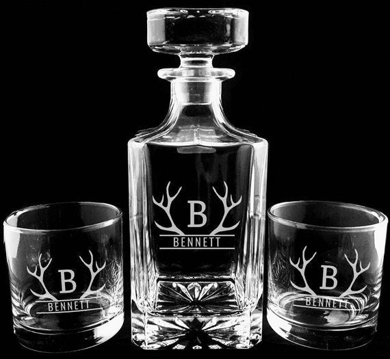 Personalized Antlers Whiskey Decanter